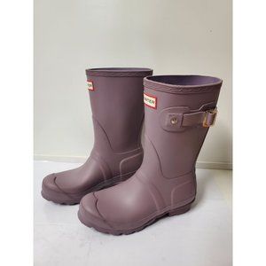 HUNTER Women's Short Back Adjustable Rain Boots Purple Size 5
